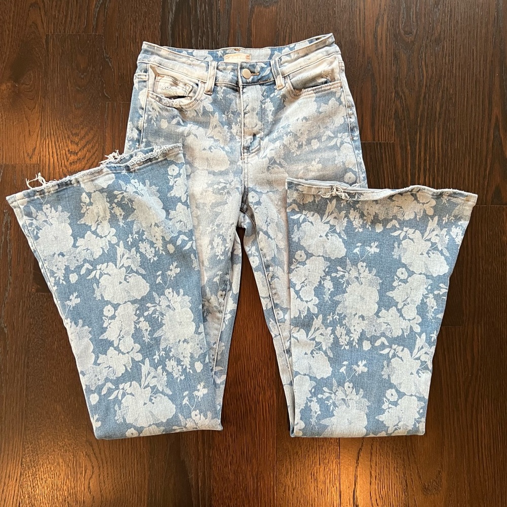 Altar’d State flower wash bell bottoms jeans